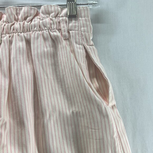 BDG Urban Outfitters Short Womens Sz S-P Pleated High Waisted Striped Cream Pink - Picture 6 of 9